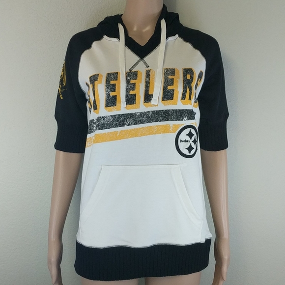 [GIII4her] Steelers embroidered 3/4 sleeve hoodie - Picture 1 of 7